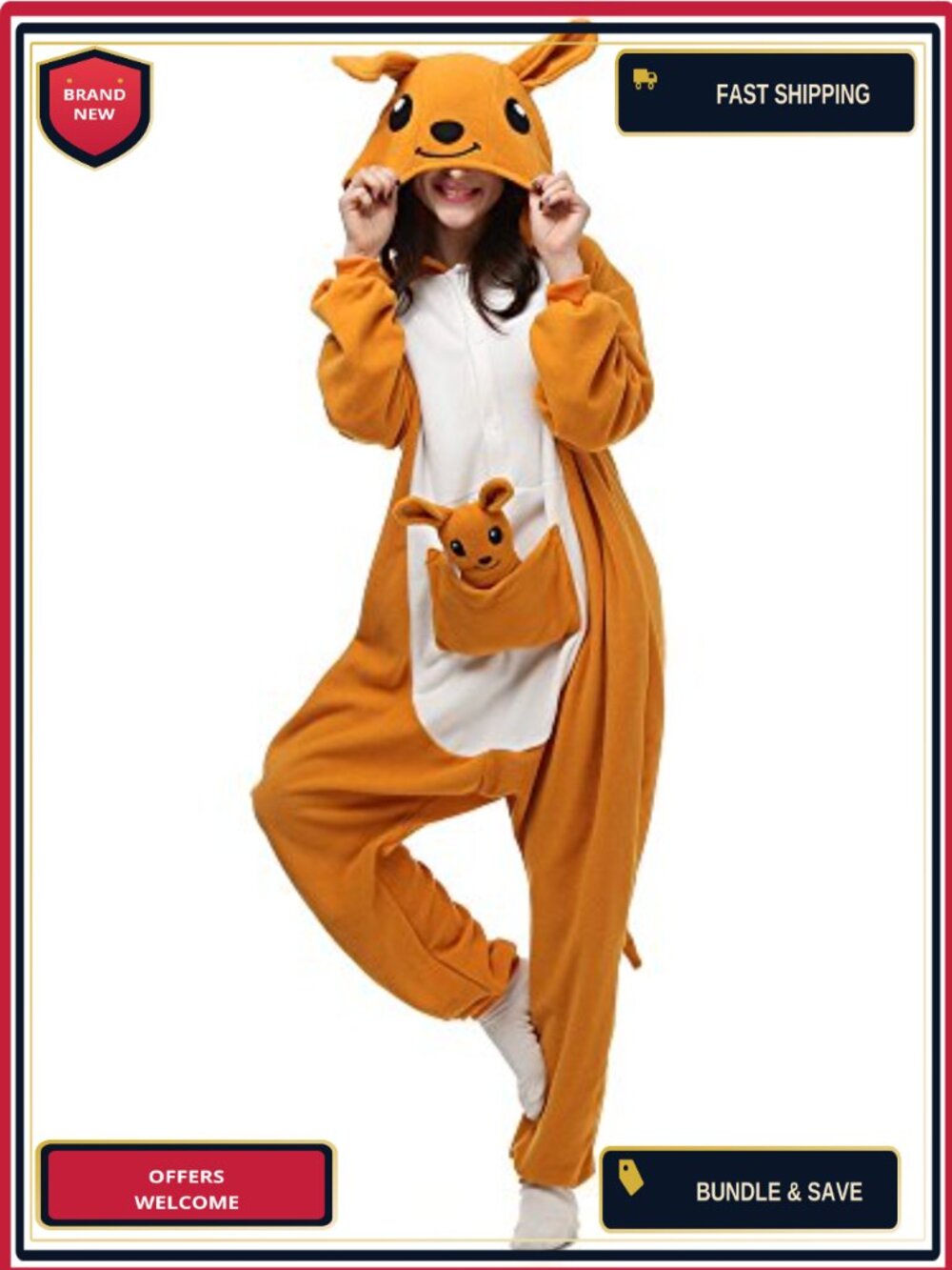 Unisex Adult Animal Onesie Pajama Kangaroo Cosplay Halloween Costume